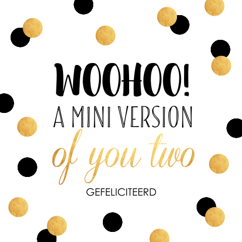 Felicitatie kaart zwangerschap goudlook typografie