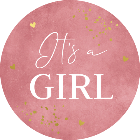 Sluitsticker roze GIRL goudfolie | 25 stuks