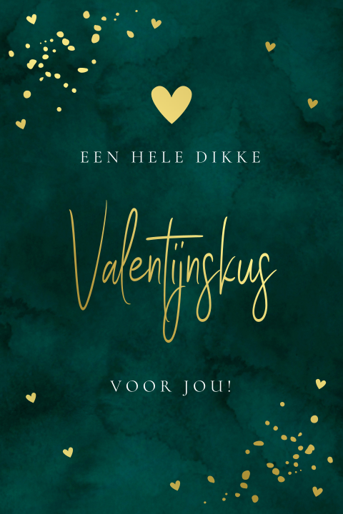 Valentijnskaart groen spetters hartje goudfolie
