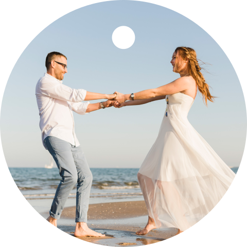 Rond label voor aan trouwkaart met foto | 16 stuks