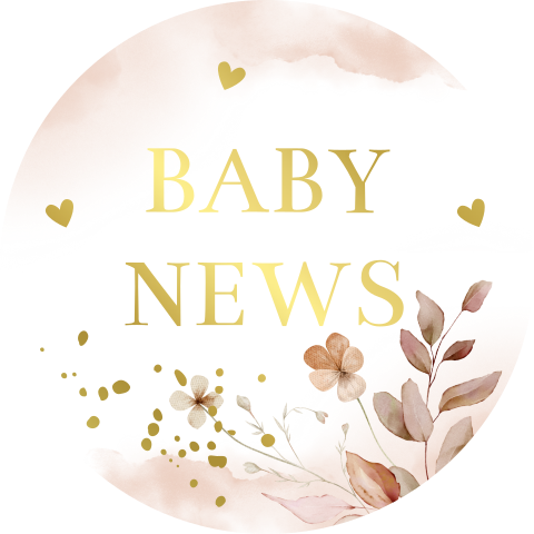 Sluitstickers bloemen baby news goudfolie | 25 stuks