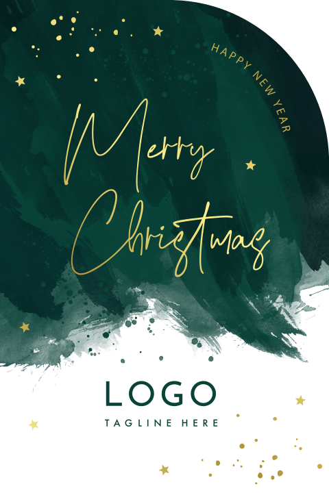 Zakelijke kerstkaart boog vorm groen watercolor logo goudfolie