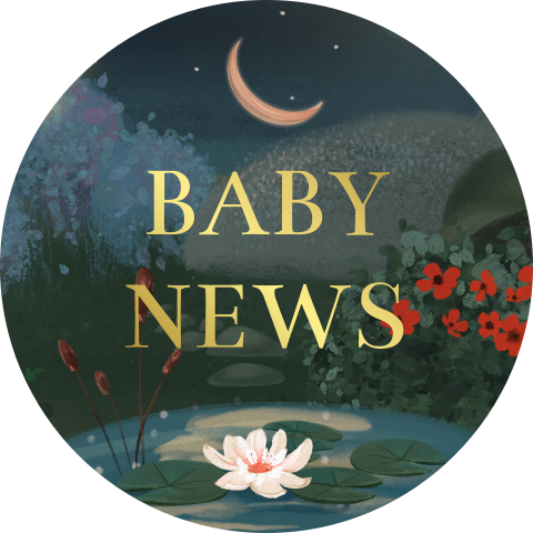 Sluitsticker "baby news" sprookje goudfolie | 25 stuks