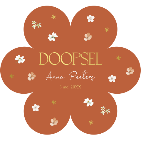 Doop uitnodiging doopkaart meisje vorm bloem goudfolie
