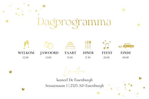Extra kaartje informatie trouwkaart op kalkpapier