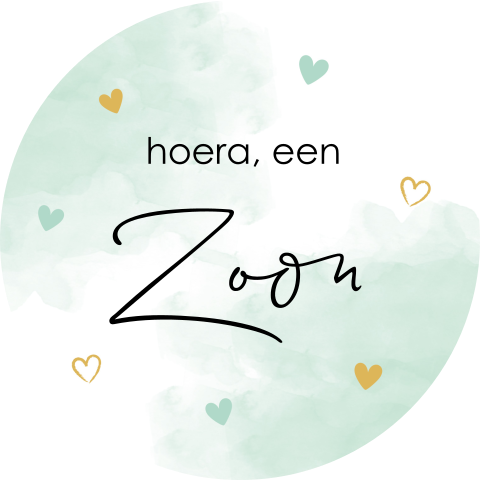 Sluitzegel waterverf mintgroen hartjes jongen