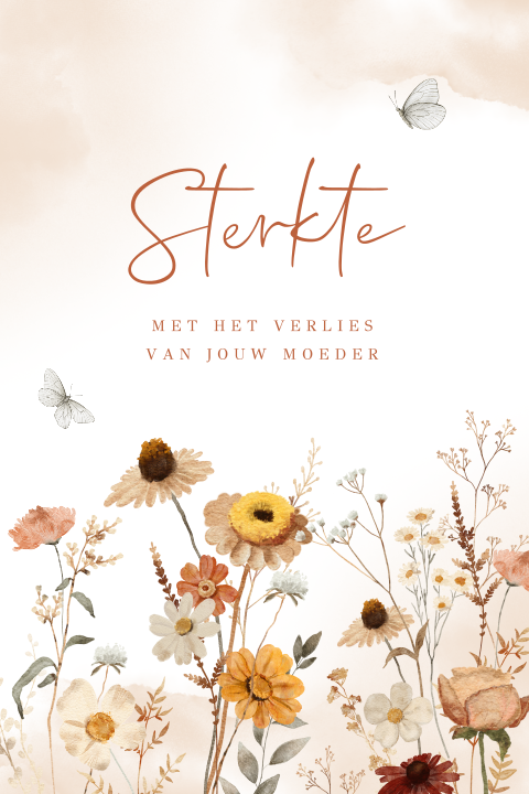 Condoleancekaart vrouw herfst bloemen vlinders