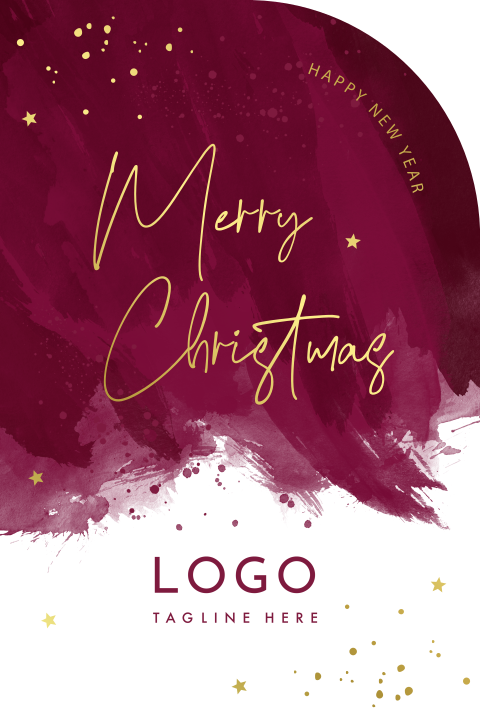 Zakelijke kerstkaart boog vorm rood watercolor logo goudfolie