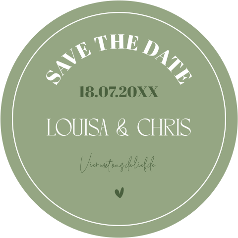 Save the Date kaart rond groen modern typografie