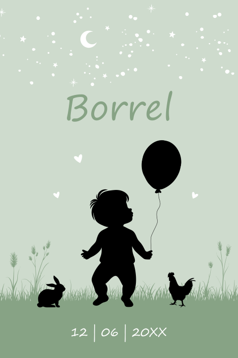 Babyborrel kaartje jongen silhouet groen