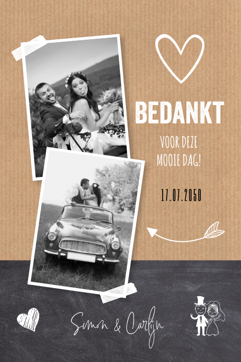Bedankkaart foto krijtbord kraftlook