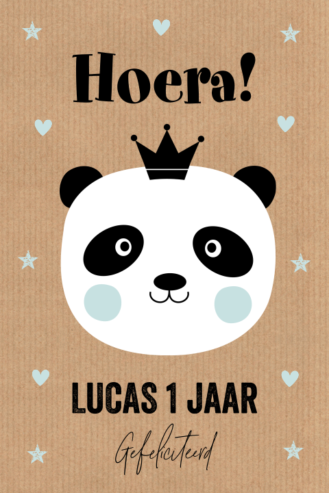 Verjaardagskaart kind 1 jaar pandabeer kraftlook
