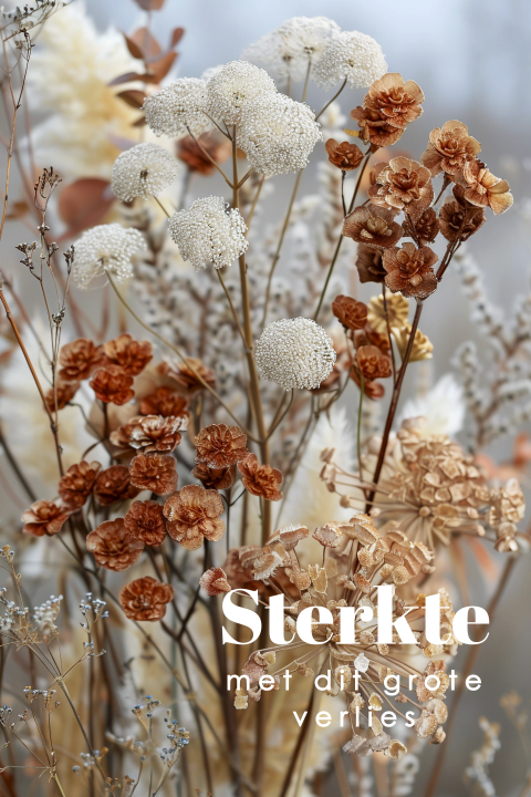 Condoleancekaart met herfst bloemen bruin