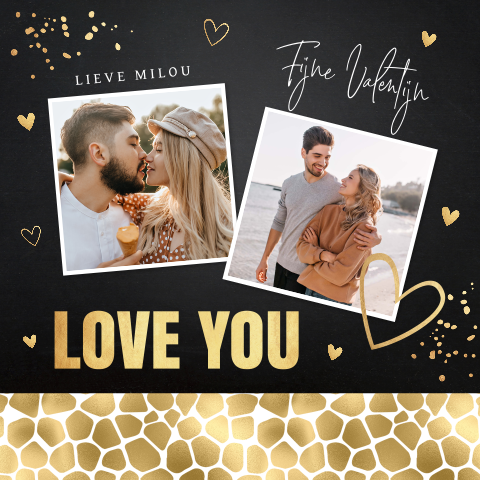 Valentijnskaart goudlook panterprint foto