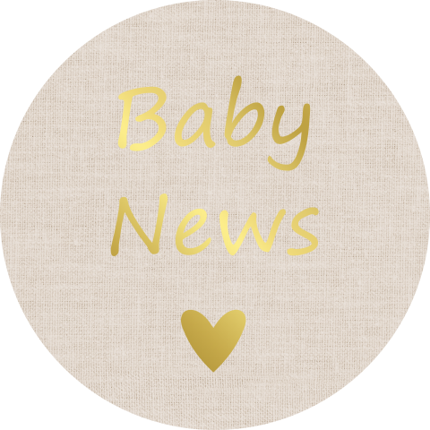 Sluitstickers beige baby news hartje goudfolie | 25 stuks