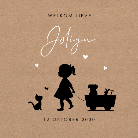 Geboortekaartje meisje silhouet kraftlook