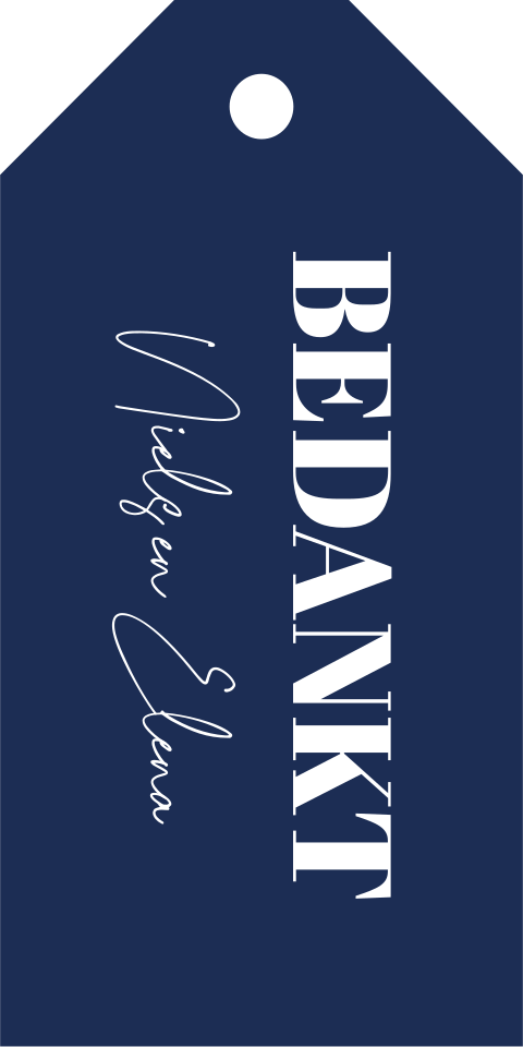 Labeltjes huwelijk donkerblauw namen bedankt |  16 stuks