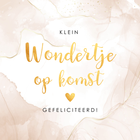 Felicitatie kaart zwanger typografie marmerlook goudlook