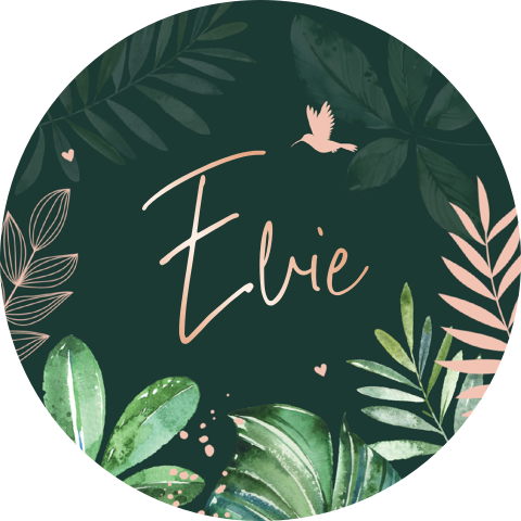 Sluitsticker bladeren groen rosegoudfolie | 25 stuks