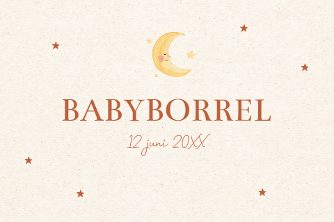 Babyborrel kaartje met maantje en sterren