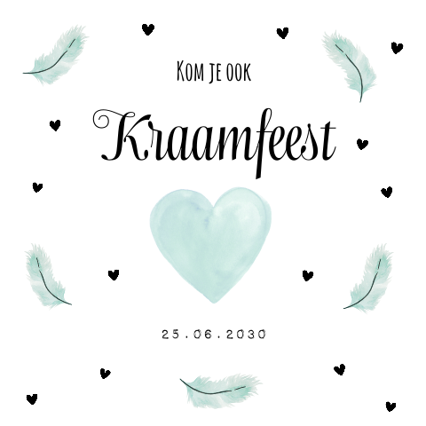 Kraamborrelkaart veertjes