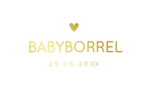 Babyborrel kaartje wit met goudfolie hartje