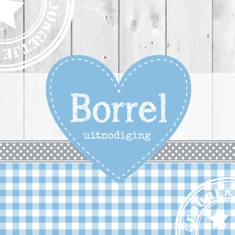 Kraamborrelkaart hart blauw