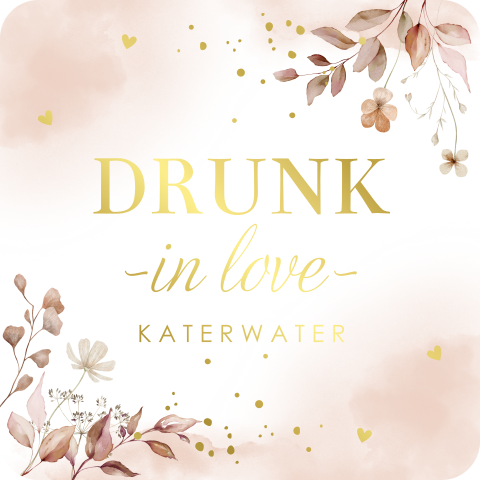 Sticker voor katerwater botanisch roze goudfolie | 12 stuks Ø5 cm
