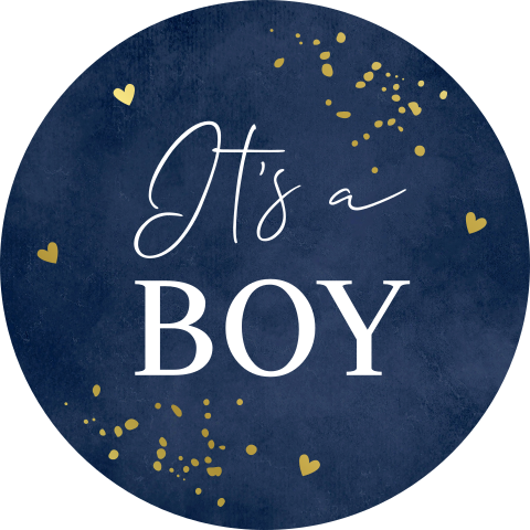 Sluitsticker blauw boy goudfolie | 25 stuks
