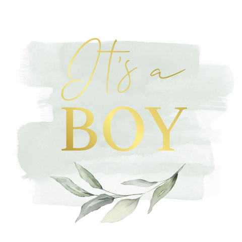 Sluitsticker watercolor groen jongen goudfolie | 25 stuks