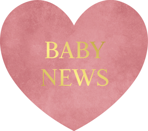 Sluitsticker hartje roze "baby news" goudfolie