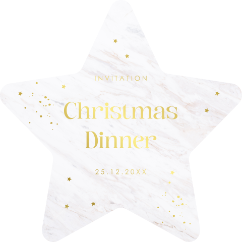 Kerstdiner uitnodiging ster vorm marmerlook goudfolie