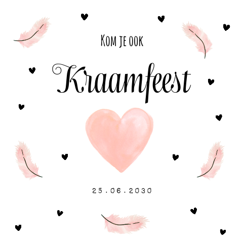 Kraamborrelkaart veertjes
