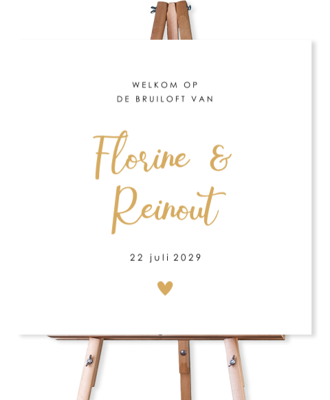 Bruiloftsbord wit typografie welkom op onze bruiloft