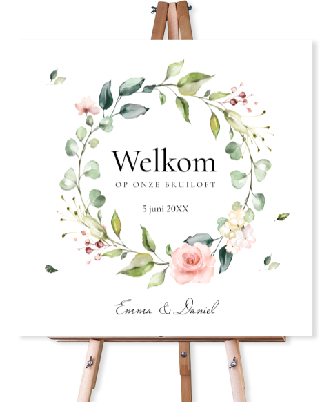 Bruiloftsbord bloemenkrans groen 70x70 cm