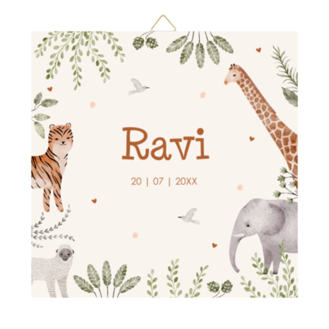 Geboorte tegeltje jungle dieren