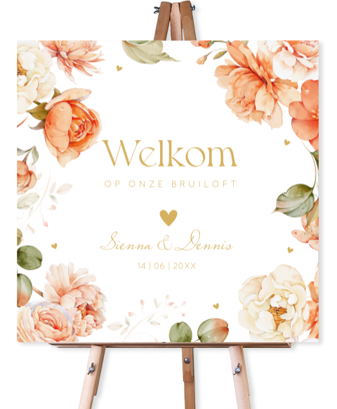 Bruiloftsbord veldbloemen geel rond 70x70 cm