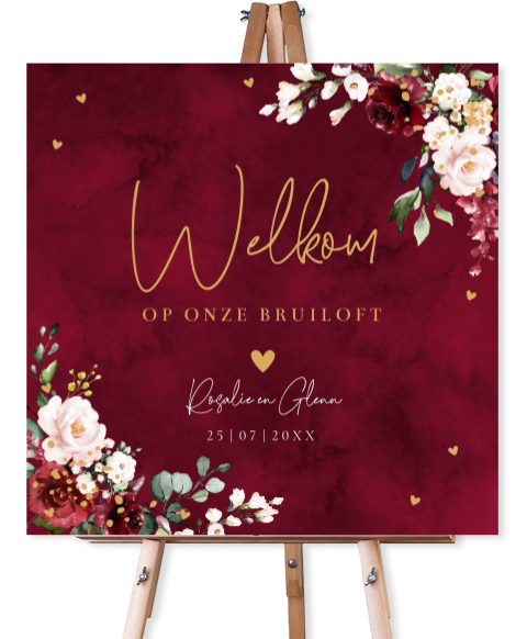 Bruiloftsbord rood bloemen 70x70 cm