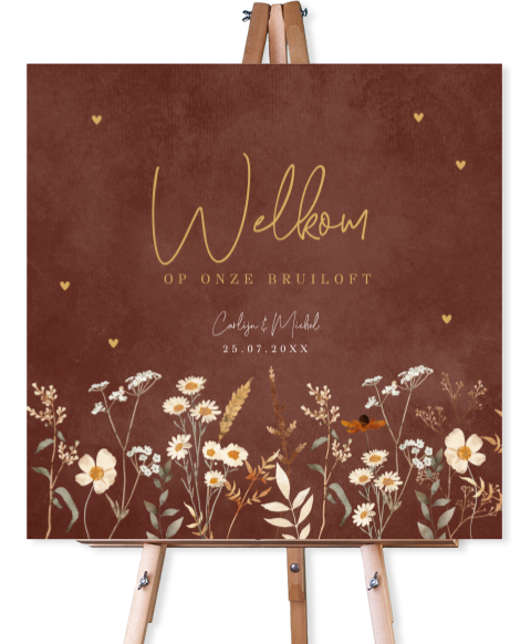 Bruiloftsbord bruin bloemen