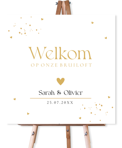 Bruiloftsbord wit spetters hartjes 70x70 cm