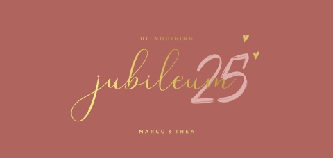 Chique 25 jaar getrouwd uitnodiging terra echt goudfolie