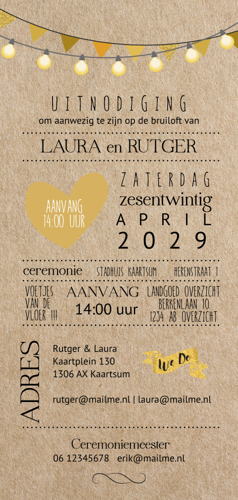 Hippe staande kraft look trouwkaart festival lichtjes