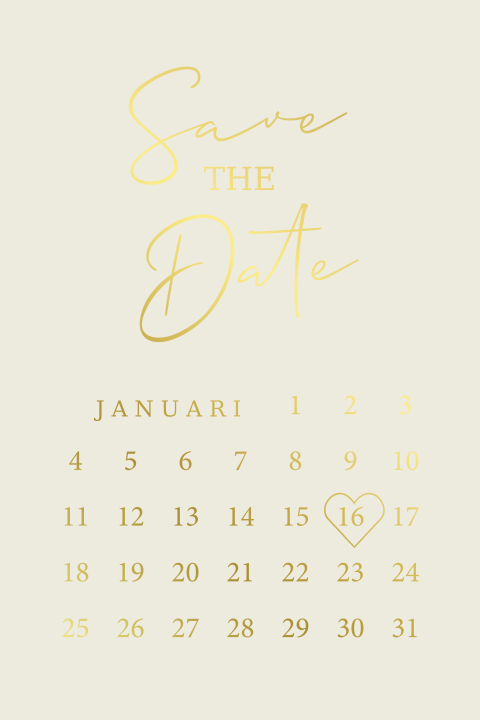 Minimalistisch save the date met agenda beige