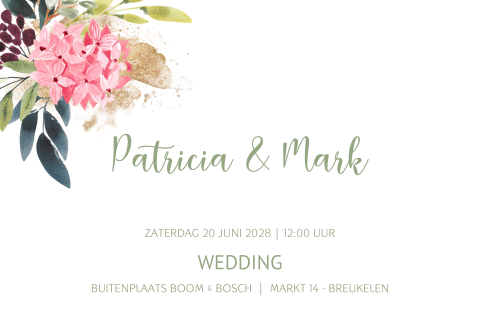 Floral chic trouwkaart met waterverf bloemen