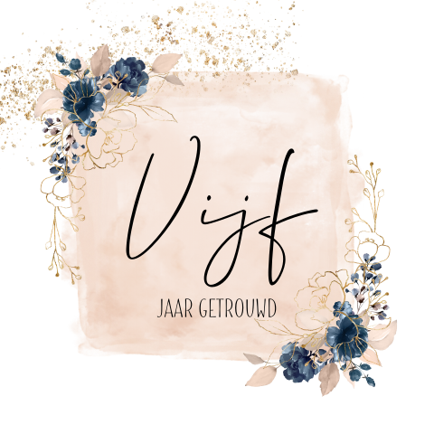 Uitnodiging 5 jaar huwelijksjubileum in zalm rose