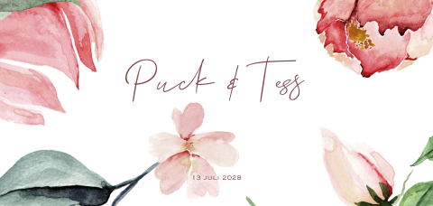 Tweeling geboortekaartje met roze bloemen