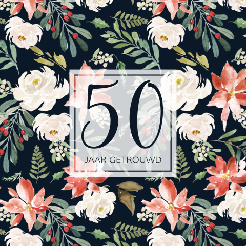 Uitnodiging 50 jubileum met bloemen patroon