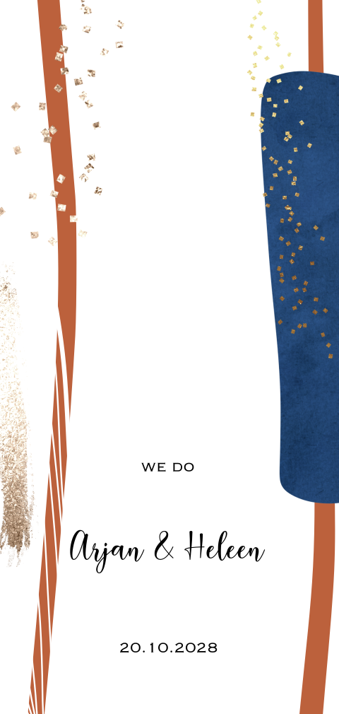 Moderne watercolor art enkele trouwkaart goudlook