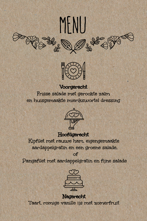 Botanische kraft menu drank kaart trouwen food iconen