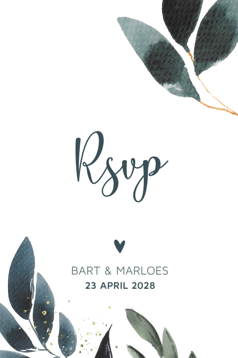 Eucalyptus rsvp kaart bij trouwkaart watercolor takje